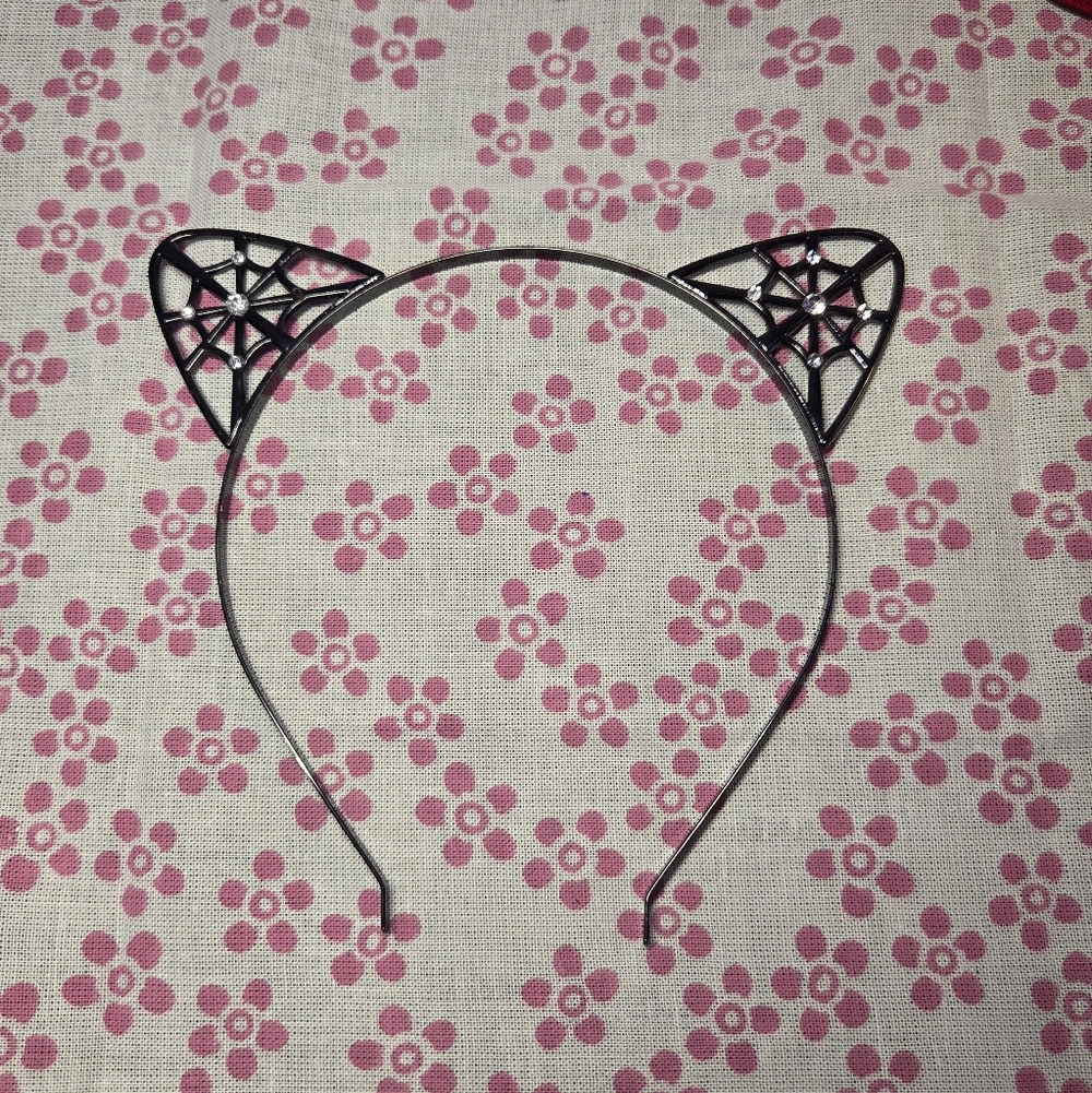 Black Spider Web Cat Ear Headband